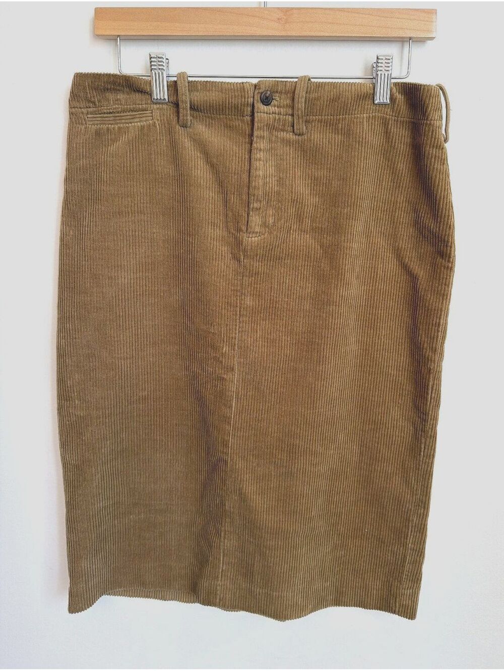Vintage Ralph Lauren 100% Corduroy Pencil Skirt Size 6 Tan Brown